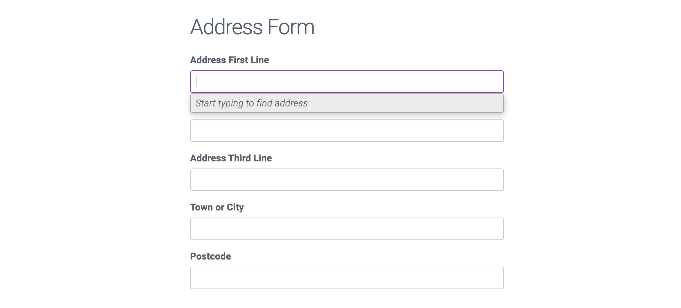 Ideal Postcodes Address Finder Demo