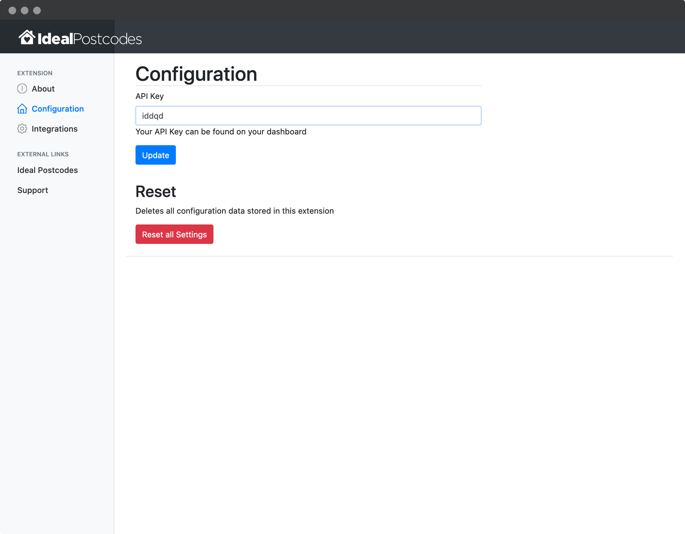 Browser Extension configuration page-screenshot