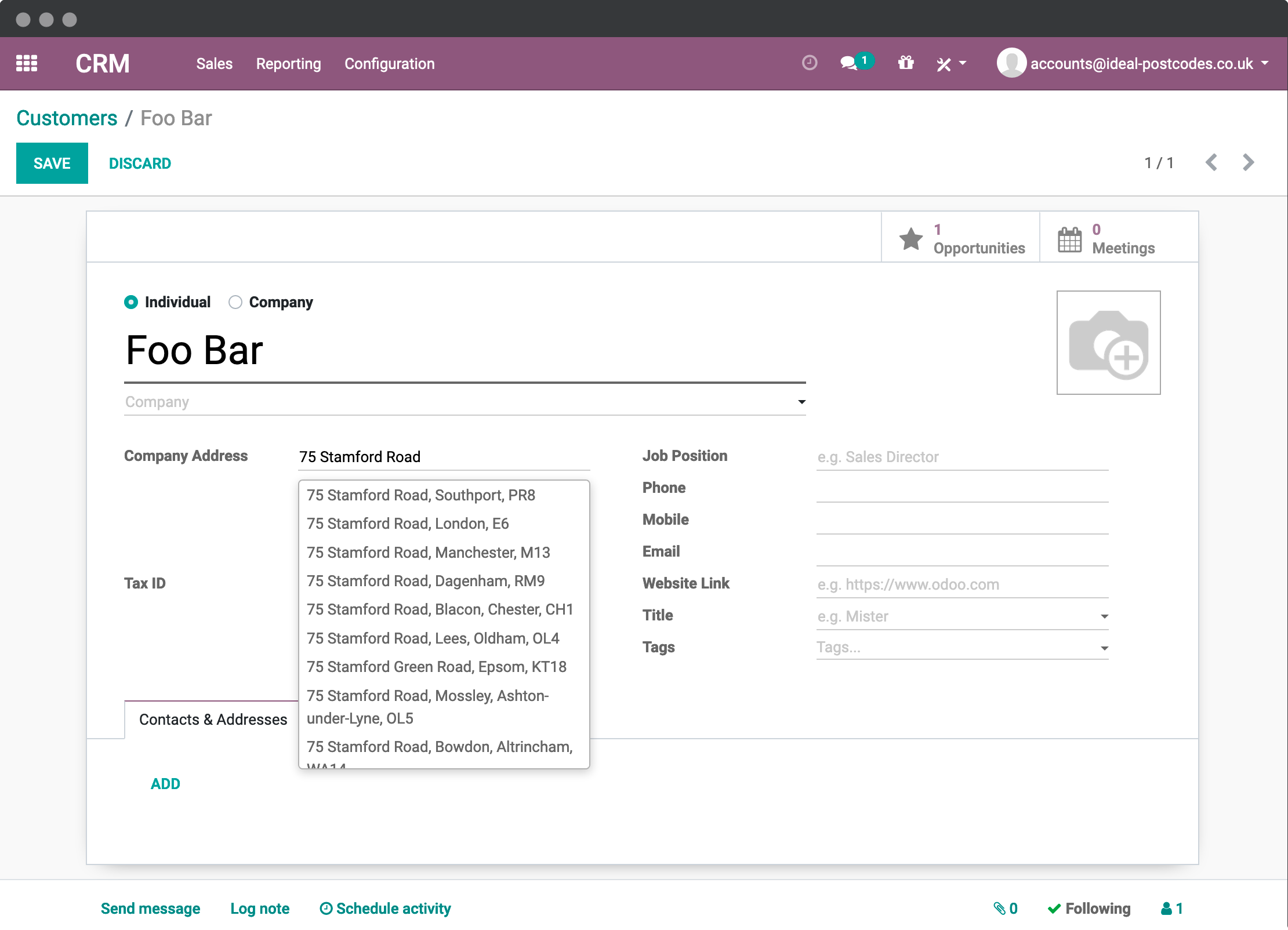 UK Address Finder & Odoo CRM Contact Management-screenshot