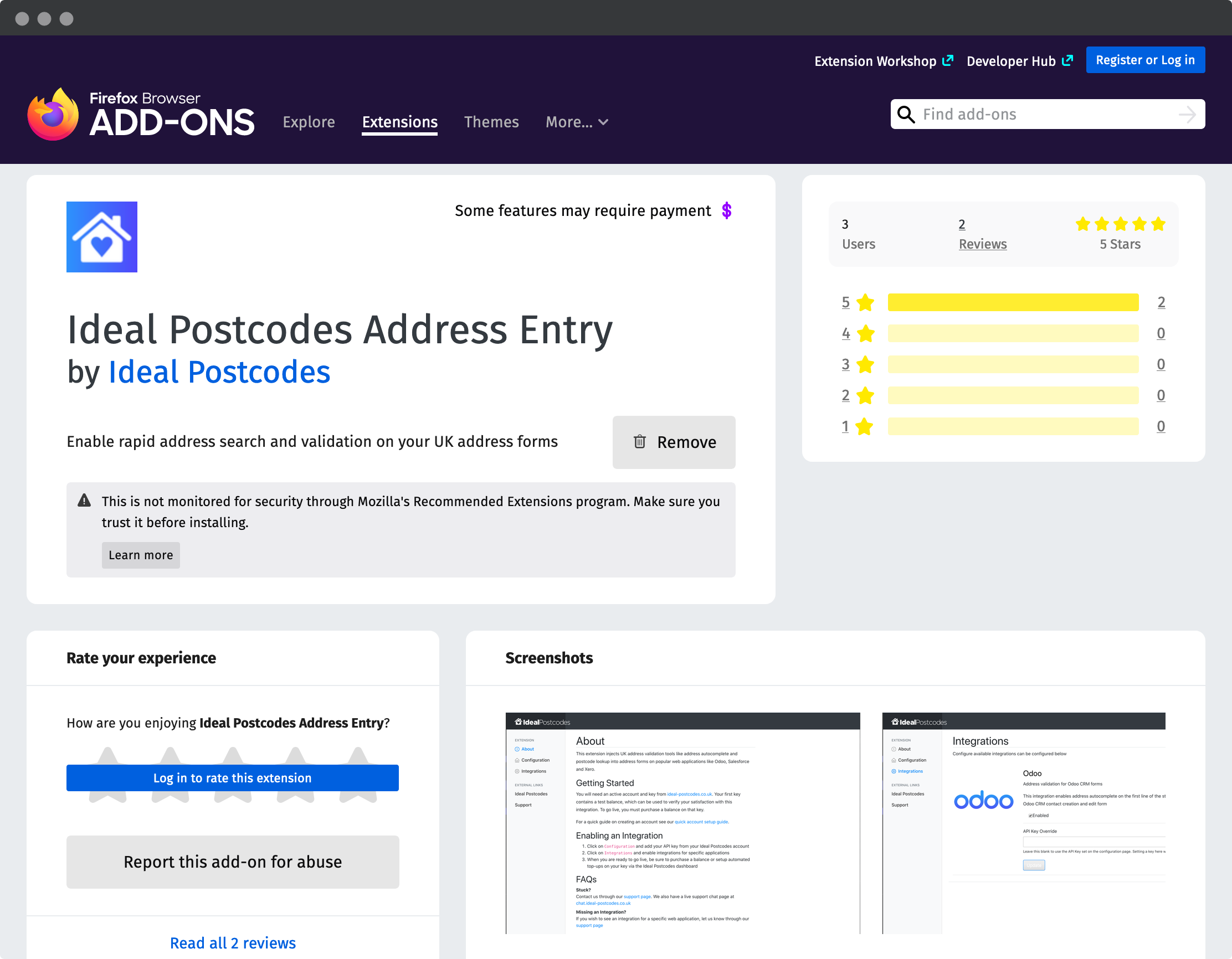 Ideal Postcodes Extension on Firefox Browser Add-Ons-screenshot