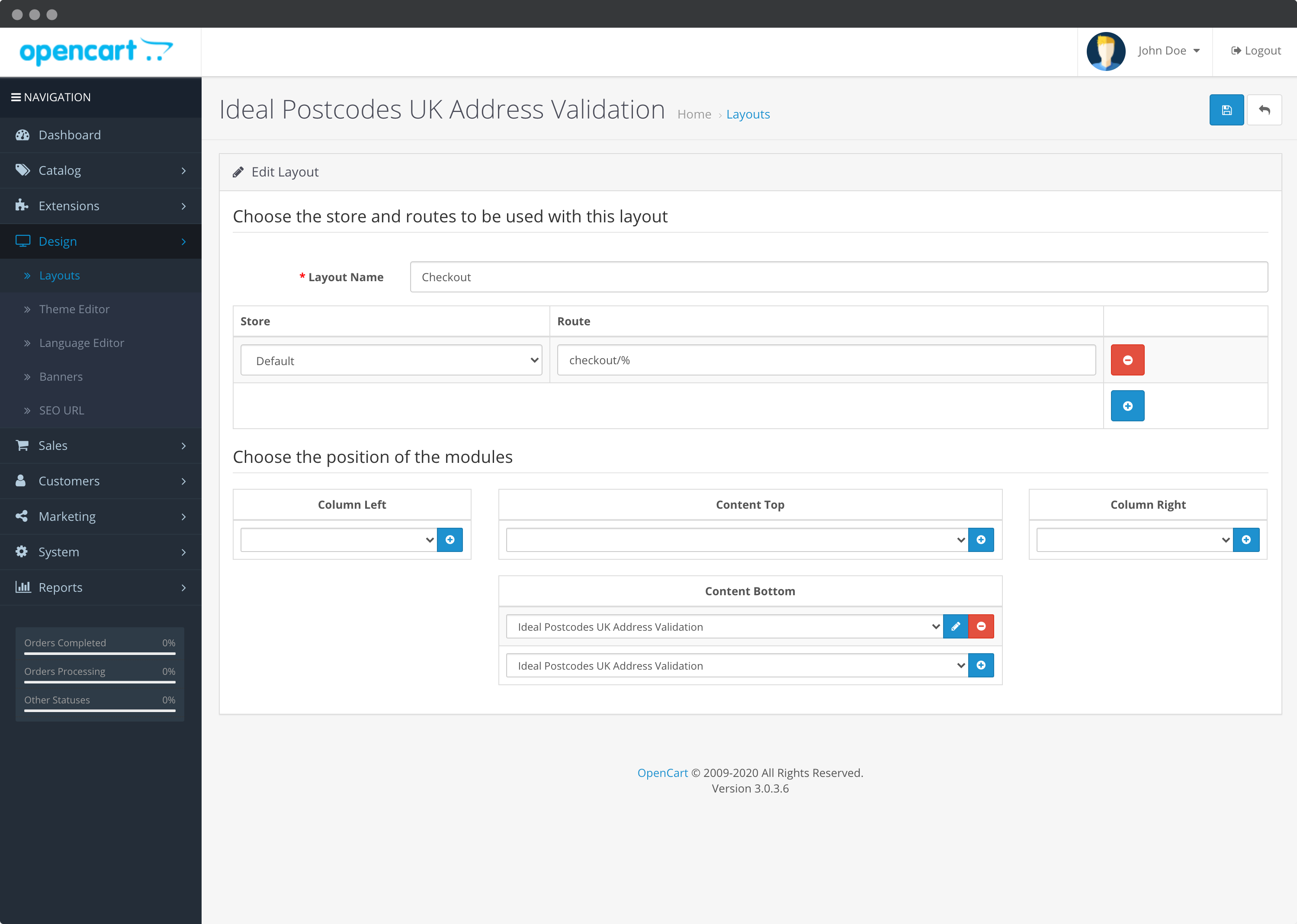 The Ideal Postcodes Module should be added to content bottom-screenshot